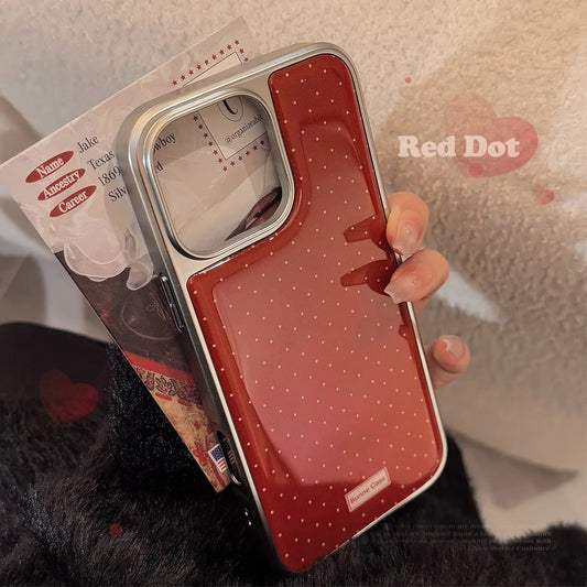 Retro Style Polka Dot Phone Case – Electroplated Slim Protective Back Cover for iPhone 11/12/13/14/15/16 Pro Max