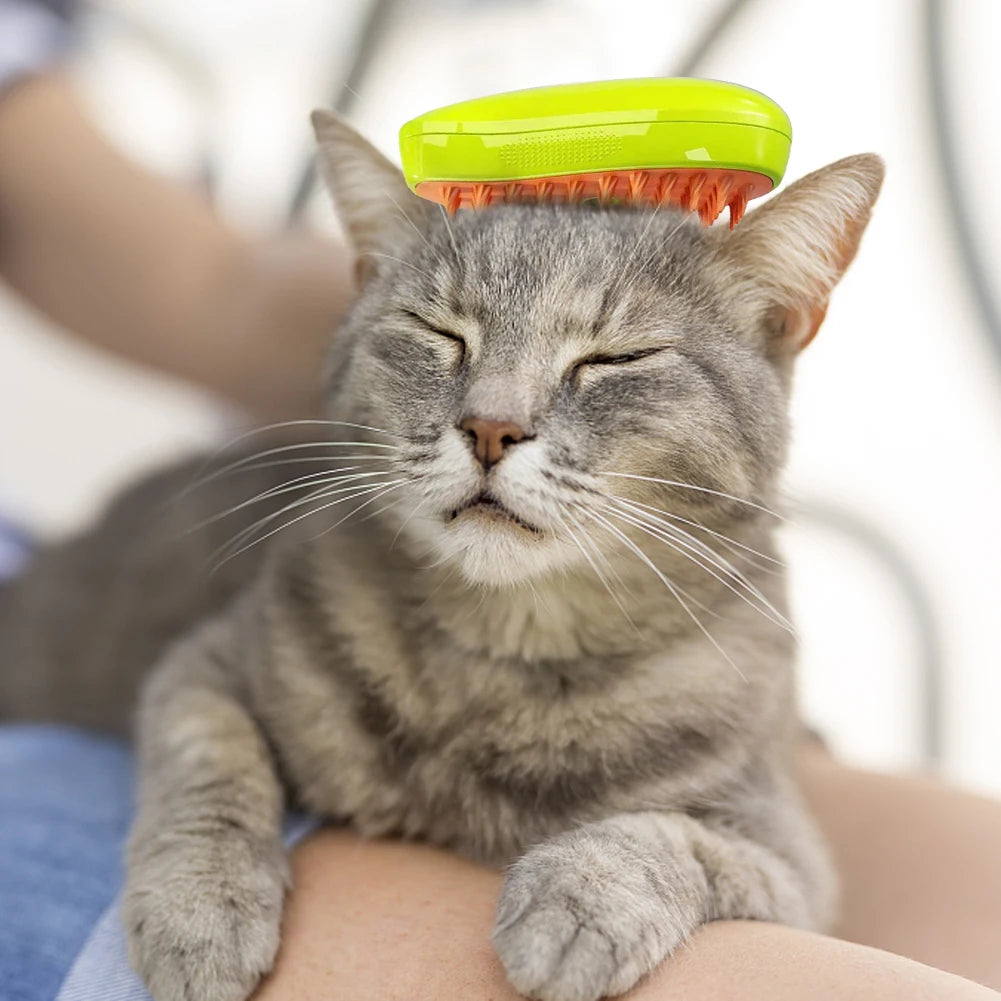 3-in-1 Cat Steamy Brush & Dog Grooming Comb – Self-Cleaning Steam Brush for Massage, Hair Removal & Pet Grooming