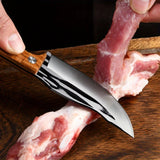 3Pcs Forged Stainless Steel Kitchen Knife Set – Thin Blade Meat Cleaver & BBQ Cutting Knives