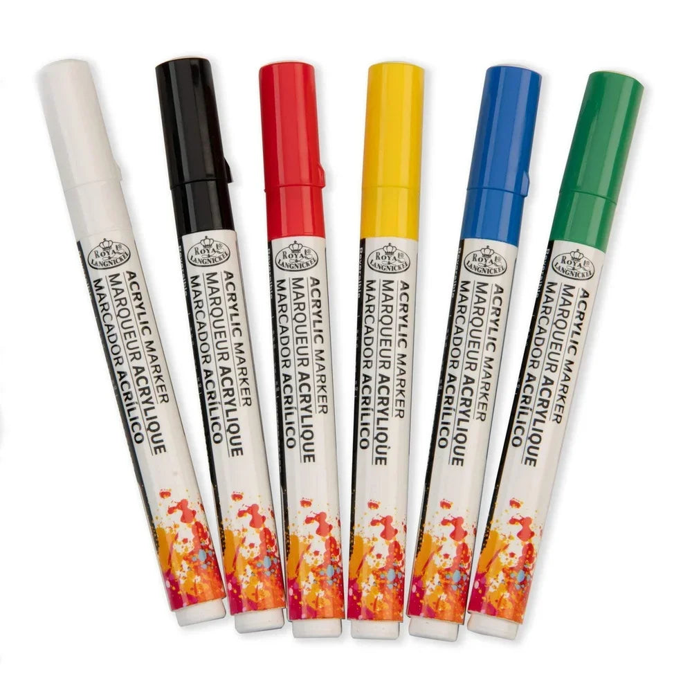 Acrylic Paint Markers – 6-Pack Reversible Tip Art Pens for Lettering, Illustration & Crafting 🎨