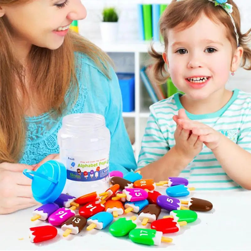 Number & Letter Matching Ice Cream Toy – Cute Digital Recognition Popsicle Game, Preschool Educational Learning Gift for Kids