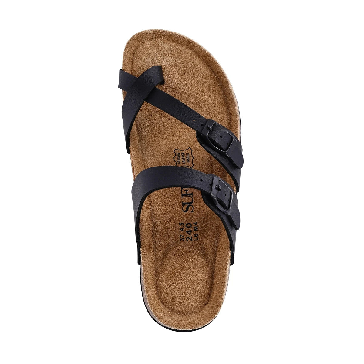 Women’s Summer Cork Sandals 👡 – Classic Leather Buckle Slides, Casual Open-Toe Slippers for Everyday Comfort