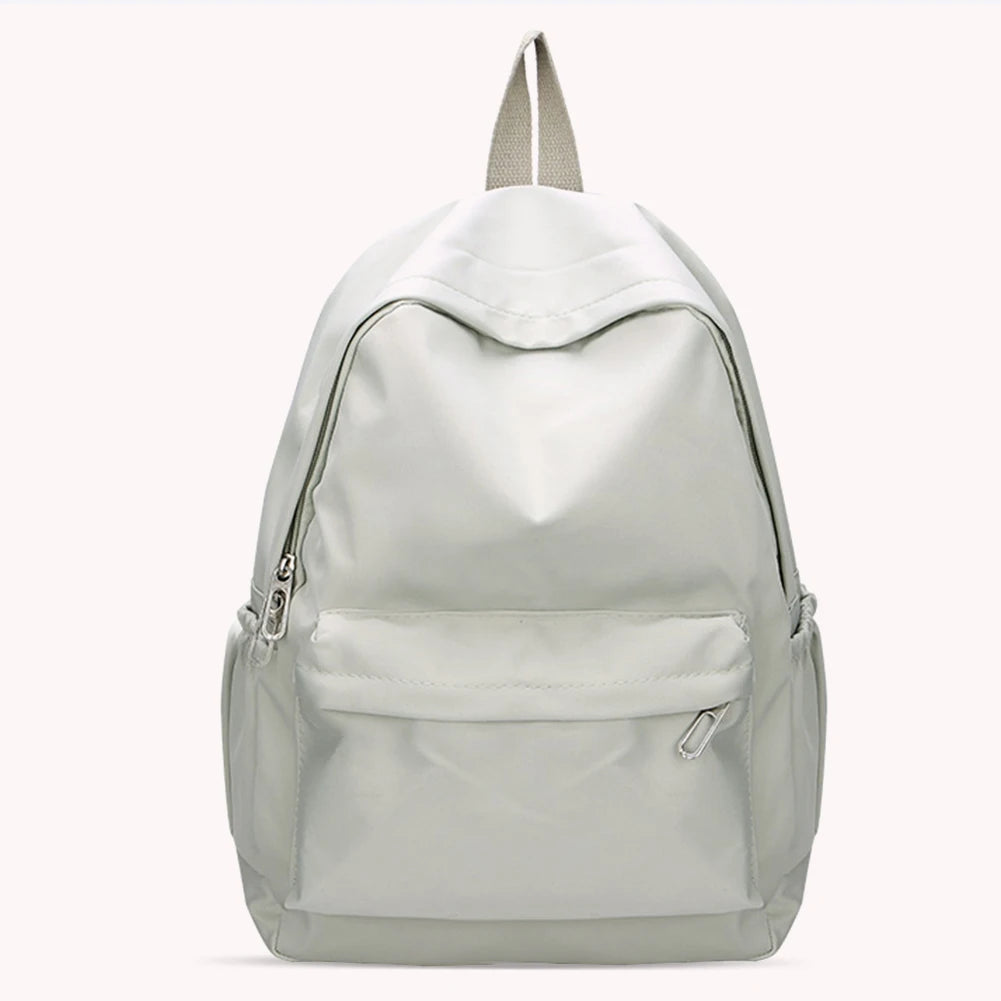 Solid Color Nylon Backpack for Girls – Large Capacity Daily School & Travel Shoulder Backpack