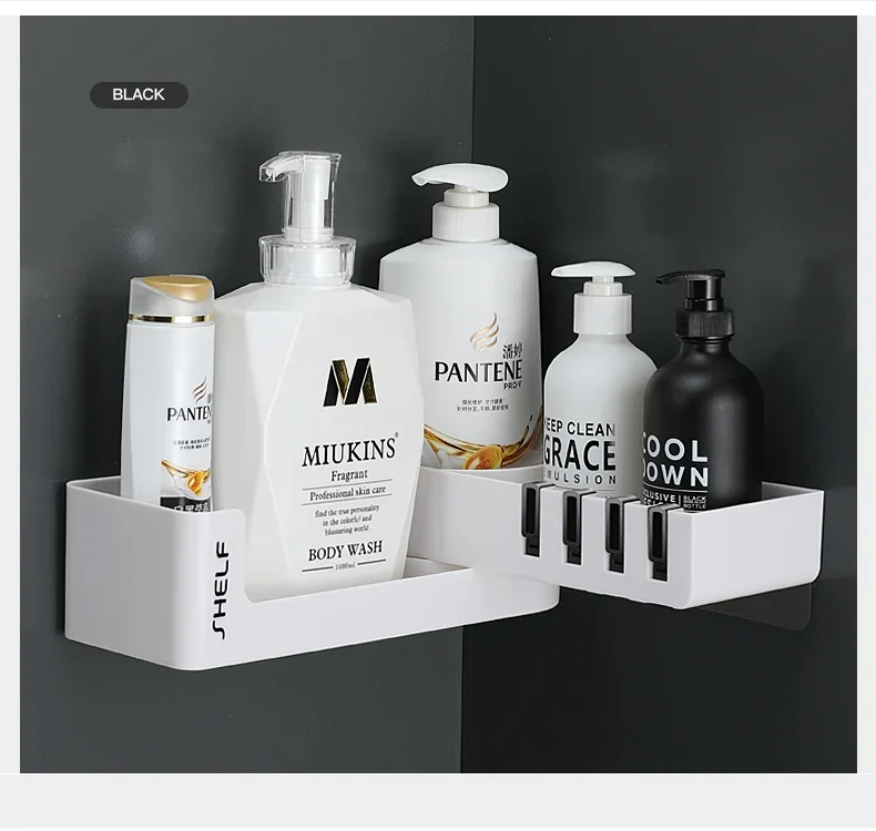 Corner Wall Shelf for Bathroom & Kitchen – Multi-Layer Corner Storage Rack with Shampoo Holder