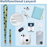 Floral Cat Lanyard Wallet – RFID Small Keychain Wristlet with ID Badge Holder & Zippered Card Storage