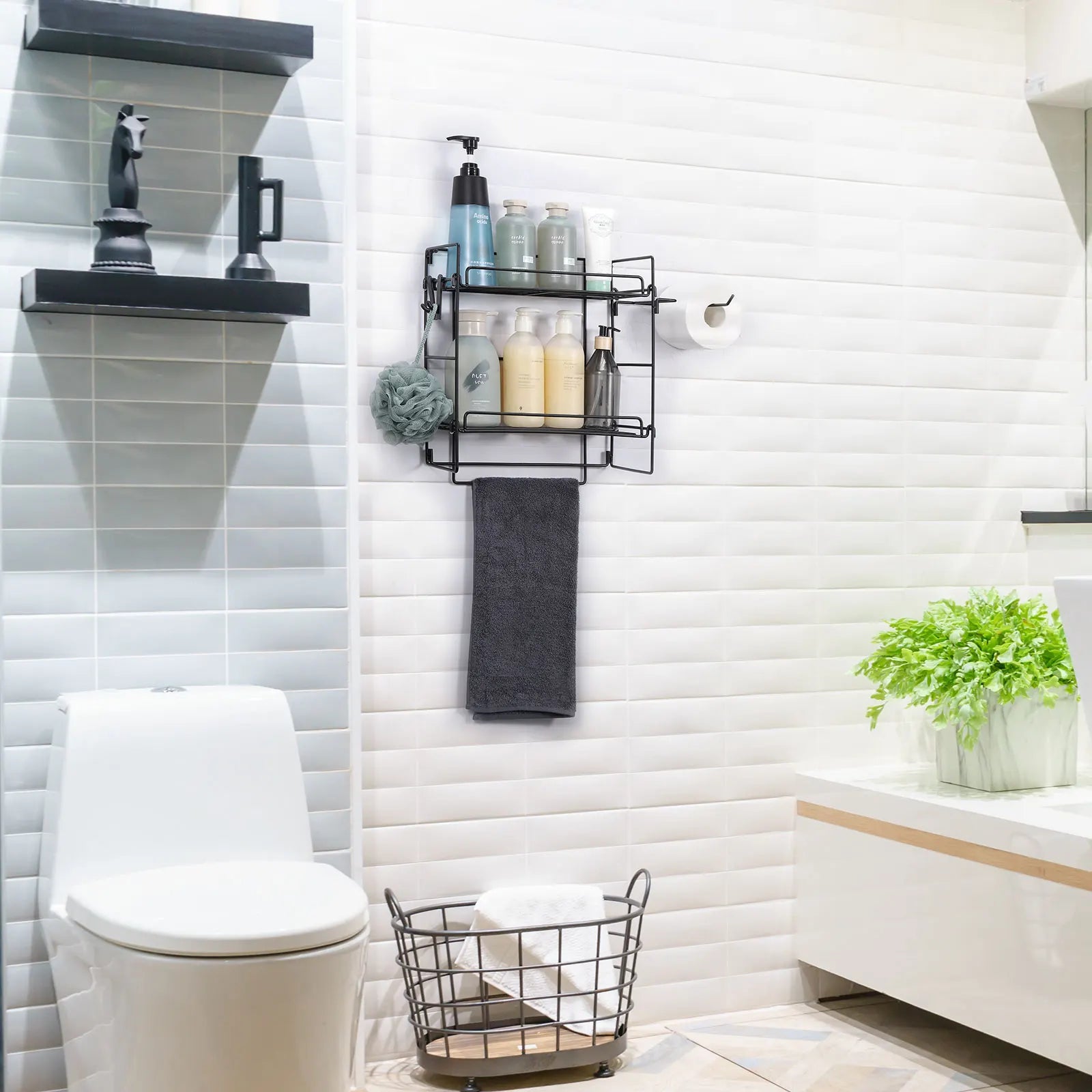 2-Tier Stackable Stainless Steel Storage Rack – Space-Saving Organizer for Bathroom & Kitchen
