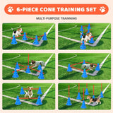 Dog Agility Hurdle Cone Set – Backyard Training Course with 12 Cones & 6 Agility Rods for Pet Exercise & Obedience