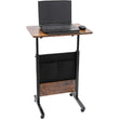🖥️ Standing Desk 16–24 Inches – Portable Laptop Desk with Lockable Wheels & Rolling Stand-Up Workstation (Brown/Black)