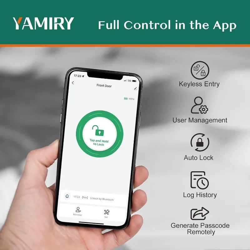Smart Door Handle Lock with Keypad – YAMIRY Fingerprint Smart Lock with App, Generate Passcode Remotely