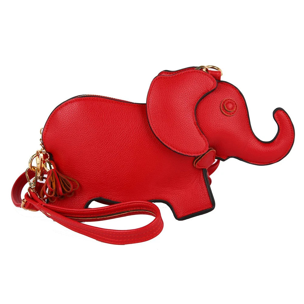 Women’s Retro Elephant Wristlet & Crossbody Bag – Solid Color Messenger Purse with Vintage Boho Style
