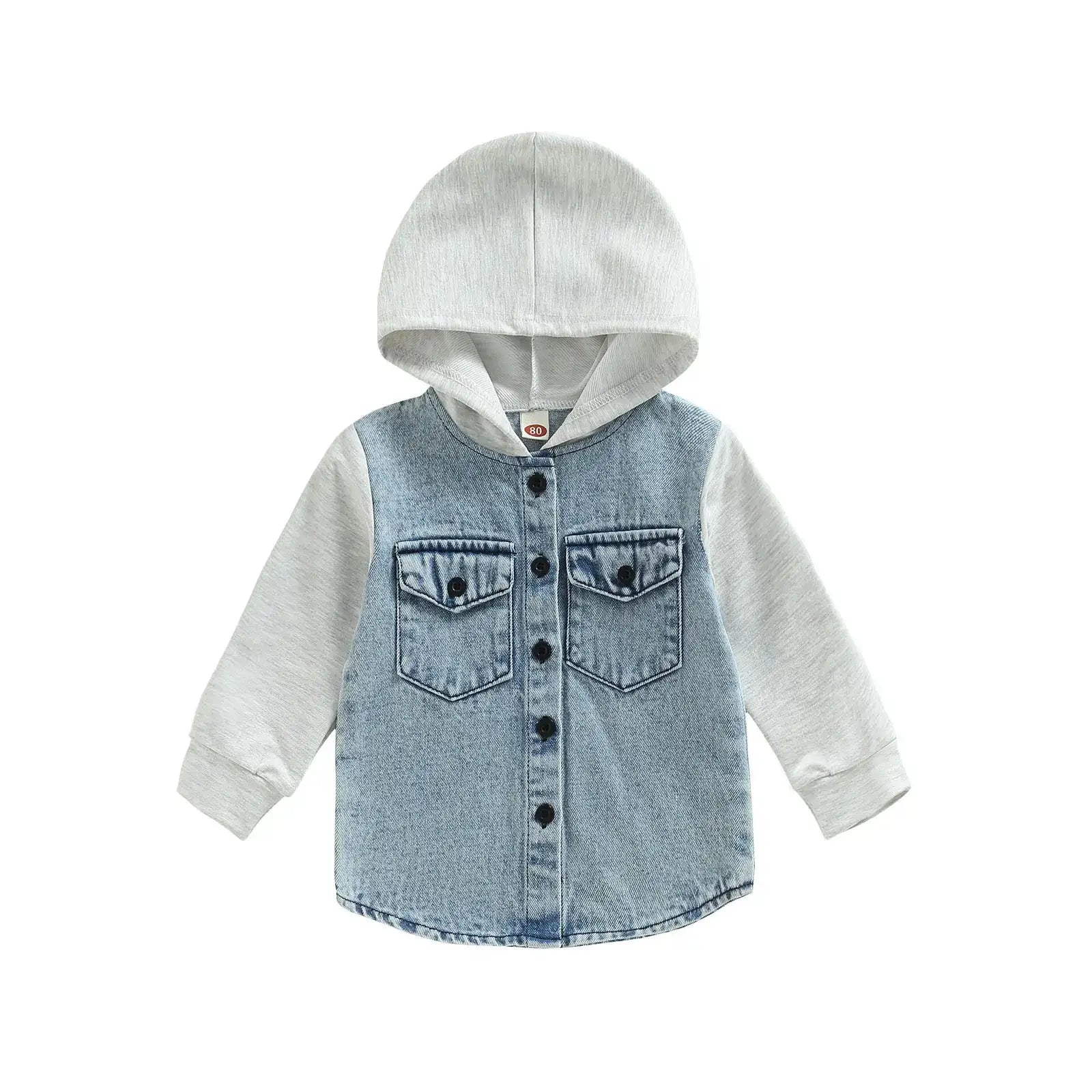 Patch-Detail Hooded Spring/Autumn Coat for Toddler Boys (Ages 1-4)