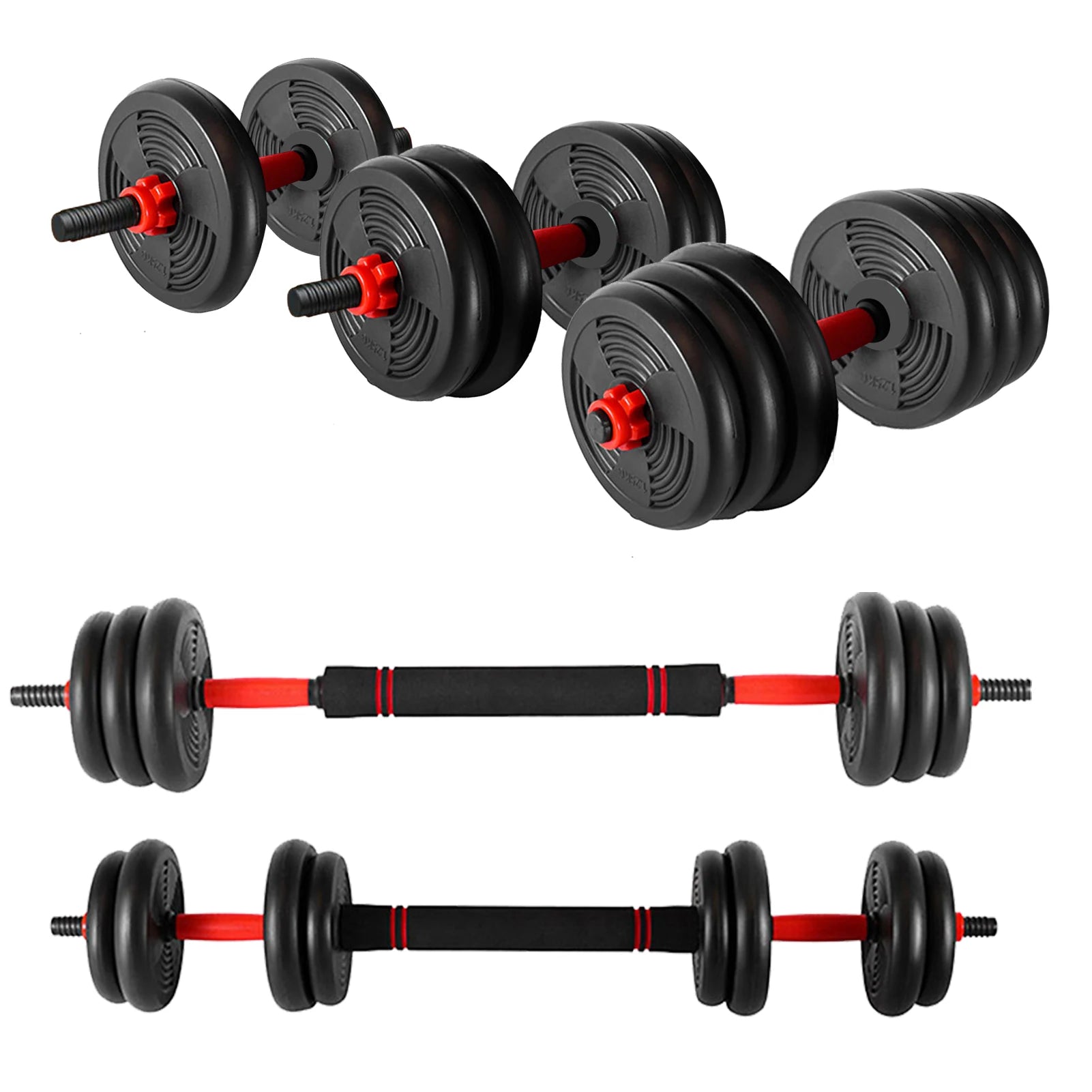 44LB Adjustable Multifunction Dumbbell Set – Dumbbell, Barbell, Kettlebell & Push-Up Home Gym System