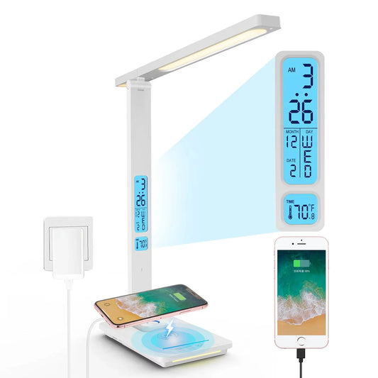 💡 LAOPAO 10W Qi Wireless Charging LED Desk Lamp – Dimmable Sliding Control, USB Port, Auto Timer & Night Light