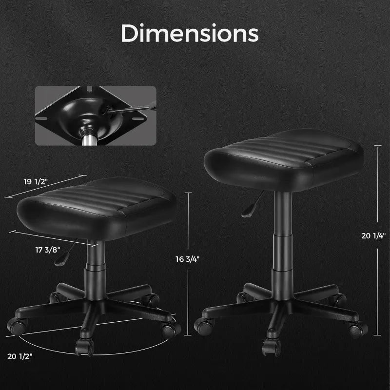 Eureka Ergonomic Multi-Use Gaming Foot Stool – Swivel Rolling Stool with Wheels, Adjustable Gaming Footrest & Compact Chair (Black)