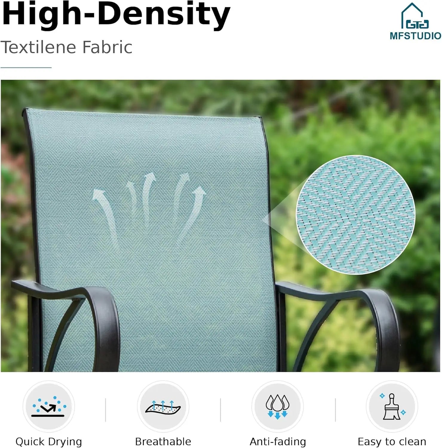 “5-Piece Outdoor High-Top Bar Set – Waterproof Bar-Height Table & 4 Chairs Bistro Patio Set in Light Blue”