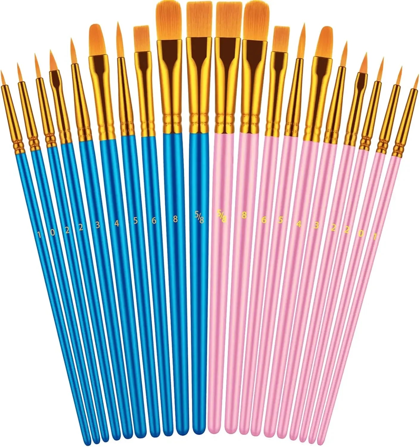 Artist Paint Brushes Set – 20 Brushes for Oil, Watercolor & Acrylic Painting on Canvas, Rock & Face (Blue)
