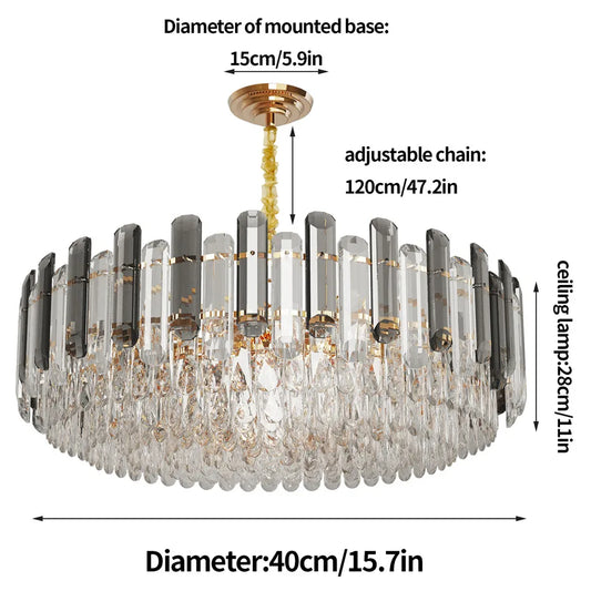 Luvodi 80cm Round Crystal Chandelier – Super Bright Pendant Ceiling Light for Home & Hotel Décor