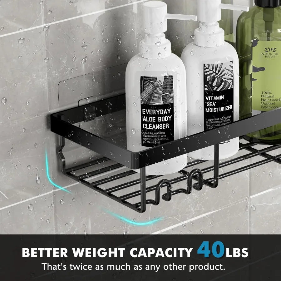 Adhesive No-Drill 5-Pack Corner Shower Caddy Set – Rustproof Stainless Wall-Mounted Organizer Shelves