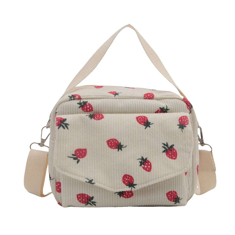 Women’s Corduroy Cartoon Shoulder Bag – Large-Capacity Trendy Crossbody Handbag