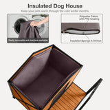 Insulated Outdoor Dog House – Large Weatherproof Fir Wood Shelter with Iron Frame for All Breeds