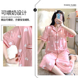 Women’s Cotton Maternity Pajama Dress – Short Sleeve Striped Nursing Sleepwear, Breastfeeding Loungewear Gown