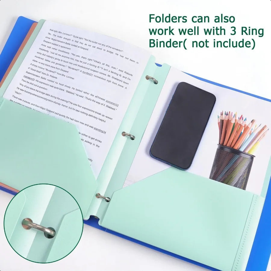 Pastel Colored Plastic Folders with Pockets – Heavy Duty 3-Ring 4-Pack for Documents 📁🌈