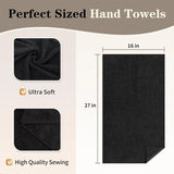 12-Pack Black Hand Towels – Quick-Dry Gym & Salon Towels for Bathroom & Spa