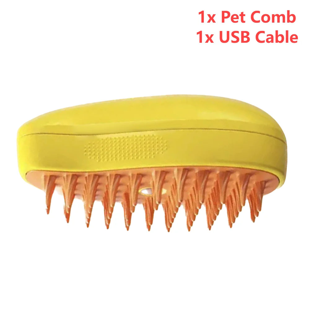 3-in-1 Cat Steamy Brush & Dog Grooming Comb – Self-Cleaning Steam Brush for Massage, Hair Removal & Pet Grooming