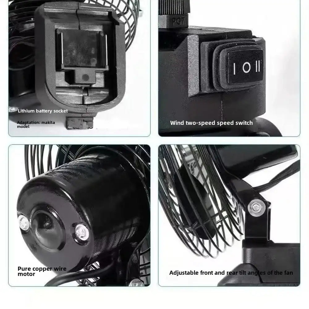 20,000 mAh Portable Camping Fan – 6″ Wireless Outdoor Metal Fan with Dual Batteries