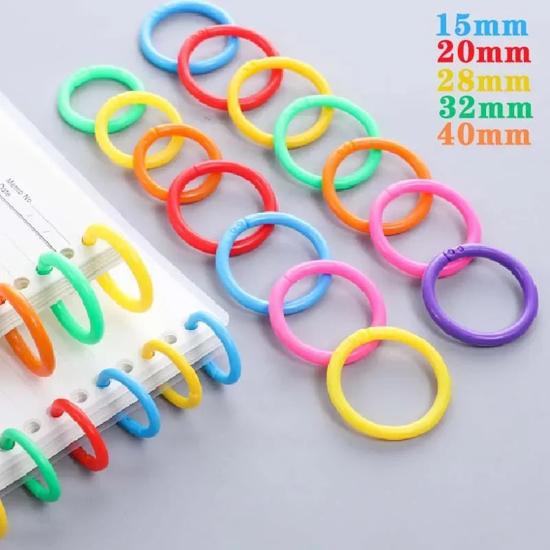 50-Piece Plastic Ring Binder Hoops – 15/20/28/32/40 mm Loose Leaf Binding Supplies