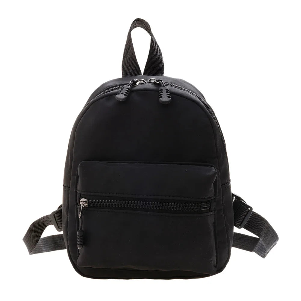 Women’s Preppy Style Nylon Mini Backpack – Solid Color School & Travel Rucksack