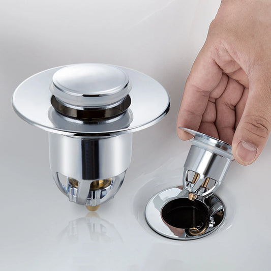 Bathroom Sink Drain Stopper Without Overflow – Stainless Pop-Up Plug with Odour & Leak Blocker