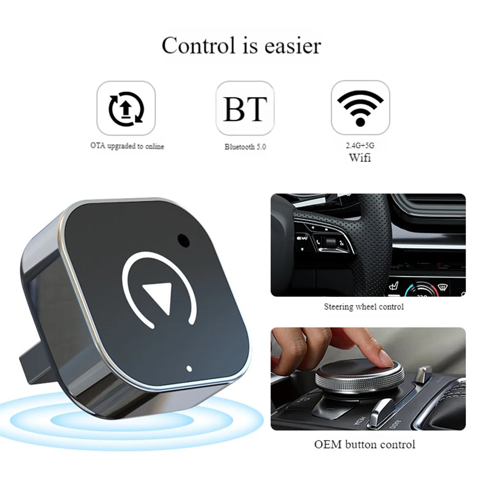 2-in-1 Wireless CarPlay & Android Auto Adapter – Plug & Play Dongle to Convert Factory Wired CarPlay to Wireless