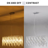 Silver Oval Crystal Chandelier – Elegant Modern Ceiling Light Fixture with Reflective Hanging Crystals (Bulbs Not Included)