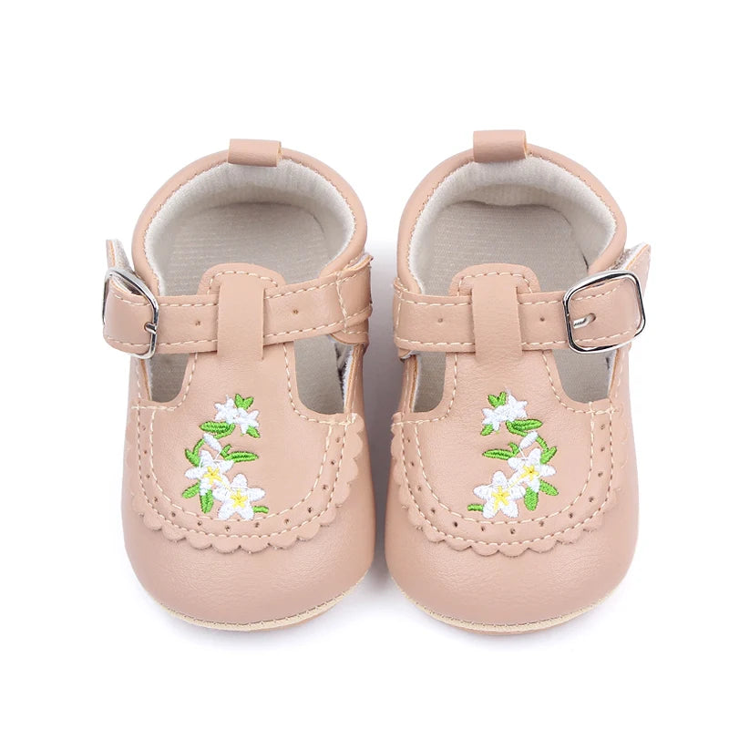 Cute Baby Girls’ Bowknot Mary Jane Shoes – PU Leather First Walker Flats with Non-Slip Sole for Toddler Princesses