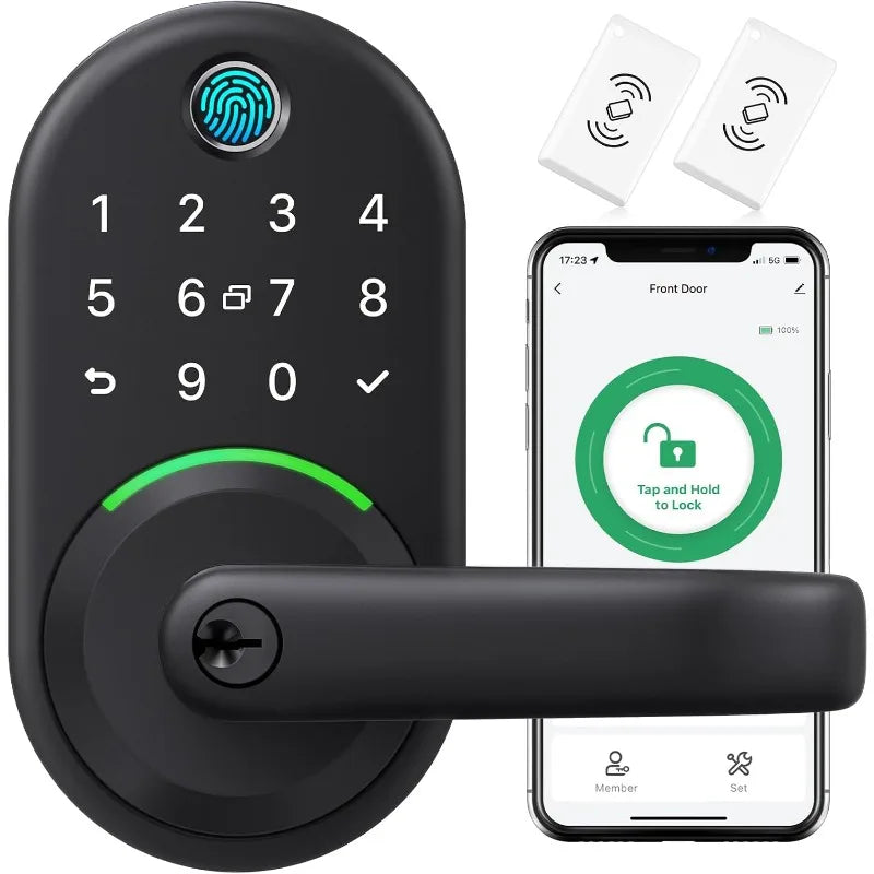 Smart Door Handle Lock with Keypad – YAMIRY Fingerprint Smart Lock with App, Generate Passcode Remotely
