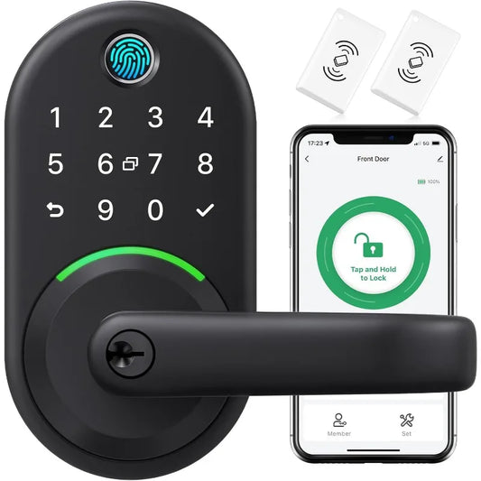 Smart Door Handle Lock with Keypad – YAMIRY Fingerprint Smart Lock with App, Generate Passcode Remotely