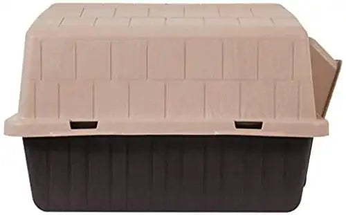 Petmate Barnhome 3 Plastic Outdoor Dog House – Durable Shelter for Small Pets (15–25 lbs), Tan