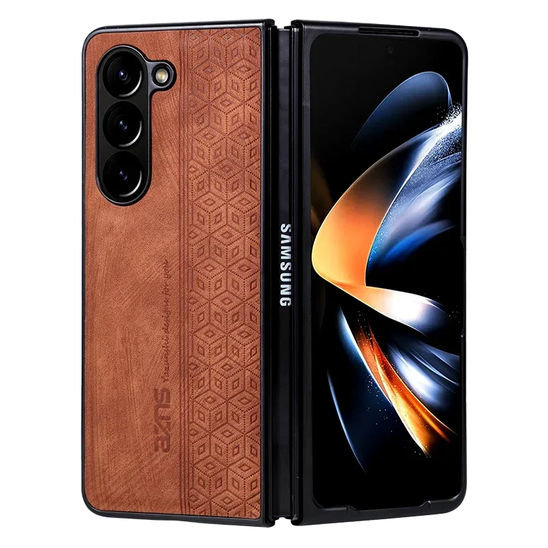 Luxury PU Leather Case for Samsung Galaxy Z Fold 3/4/5/6 – Shockproof Slim Bumper Back Cover with Premium Finish