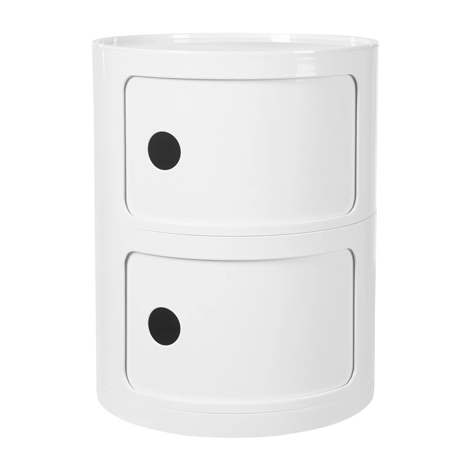 2-Tier Round Bedside Table – Large Capacity ABS Storage Nightstand for Bedroom, Office & Bathroom