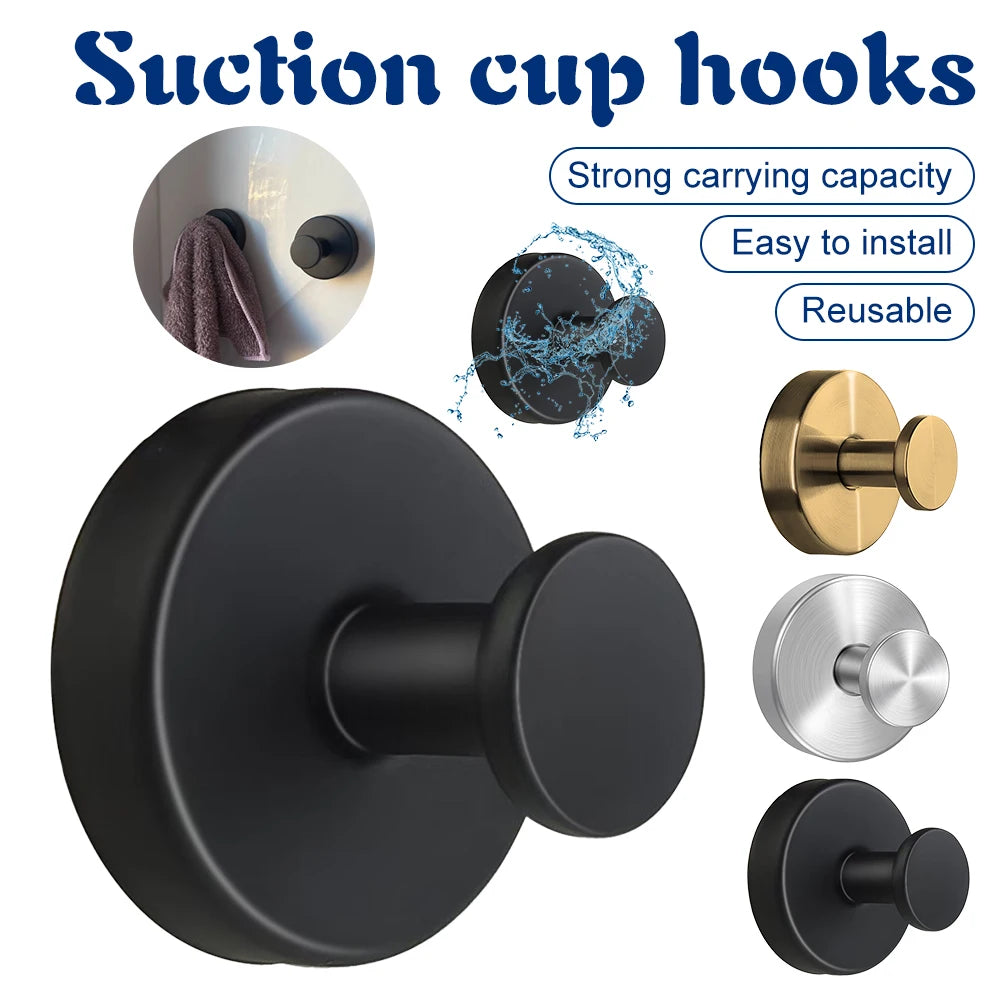 4-Pack Stainless Steel Suction Cup Hooks – Waterproof No-Punch Wall Mount Hooks for Kitchen & Bathroom