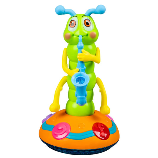 Electric Caterpillar Saxophone Toy – Musical Dancing Toy with Lights, Obstacle Avoidance & Educational Fun Gift for Kids