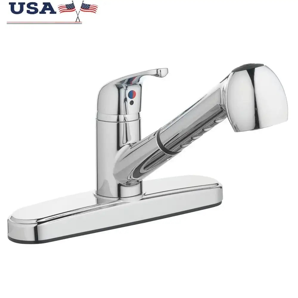 Single‑Handle Pull‑Out Kitchen Sink Faucet with Dual‑Function Sprayer – Chrome Finish, 2-Function Stream & Spray, Easy Install 🚰✨