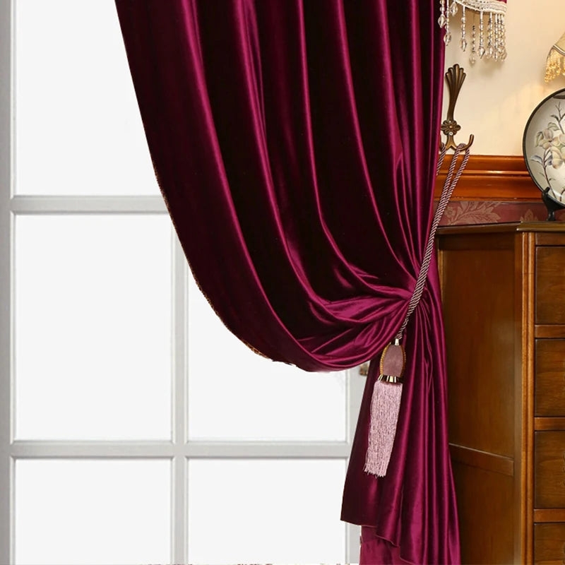 2-Panel Thickened Flannelette Luxury Curtains – Jubilant Rose Red for Bedroom, Living Room & Wedding Room (Blackout)