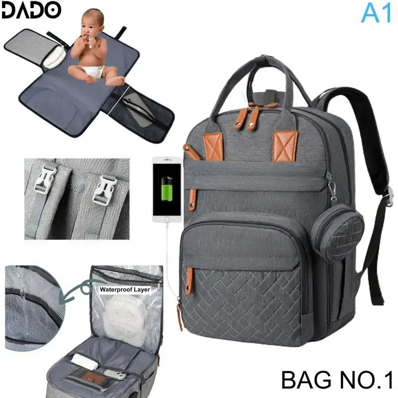 Diaper Bag Backpack – Large Waterproof Baby Travel Tote with Changing Station, Pad & Stroller Straps | Multifunction Bag for Moms & Dads
