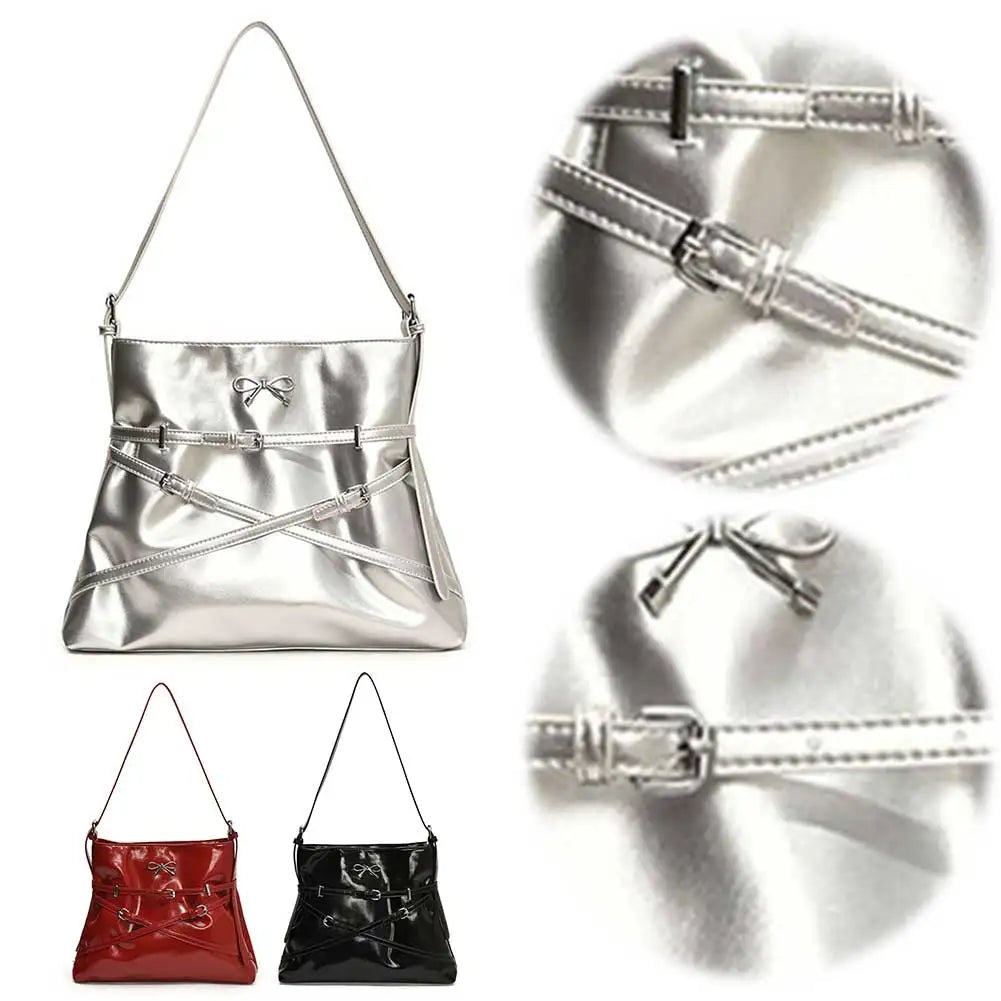 Women’s Luxury Shoulder Bag with Bow 🎀 – Elegant Solid Color Handbag & Crossbody Bag with Adjustable Strap 💼✨