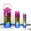3PCS Leak-Proof Gradient Sports Water Bottles with Straws & Time Markers – Fitness, School & Office