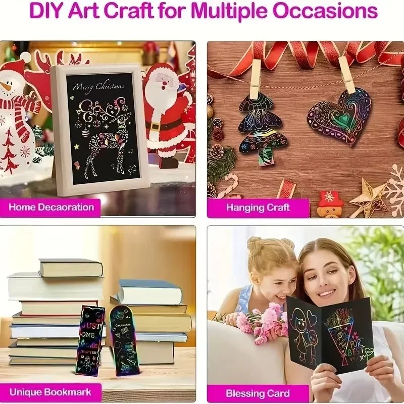 125-Piece Rainbow Scratch-Off Pad & Mini Art Notes Set – Perfect Craft Kit for Kids & Teens