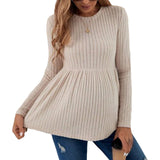 Women’s Maternity Sweater – Long Sleeve V-Neck Striped Knit Pullover, Winter Pregnancy Jumper Top for Stylish Moms