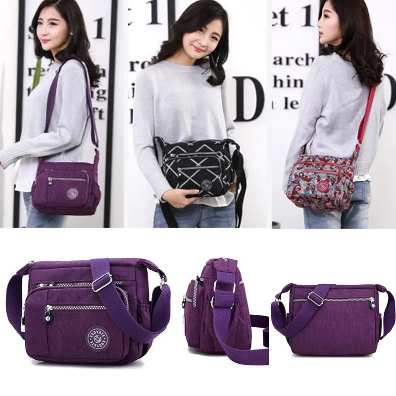 Women’s Large-Capacity Nylon Crossbody & Shoulder Bag – Multi-Pocket Everyday Tote for Mature Style
